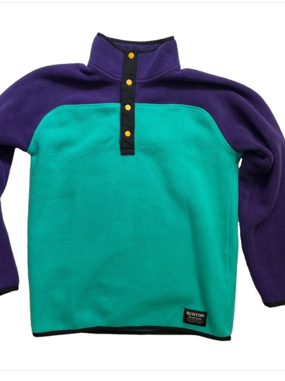 Burton Fleece colorblock Sweater T-Snap TEAL PURPLE Pullover Girls Size LARGE L